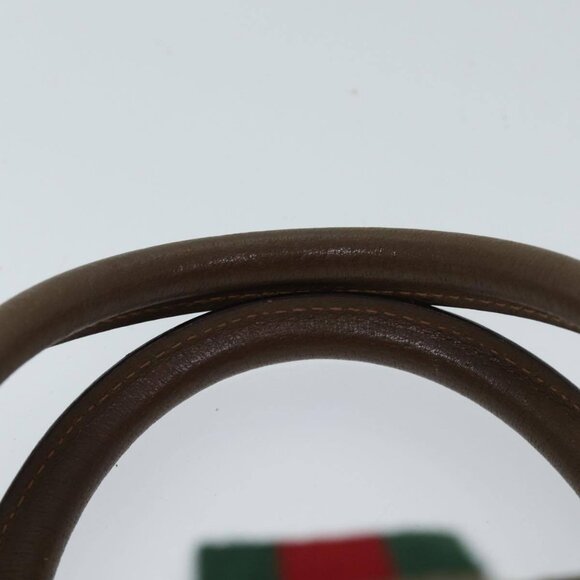 GUCCI GG Supreme Web Sherry Line Hand Bag PVC Beige Red - Picture 12 of 16